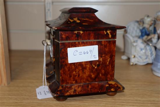 A 19th century tortoiseshell tea caddy